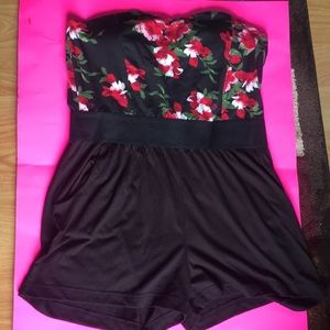 Black Floral Romper